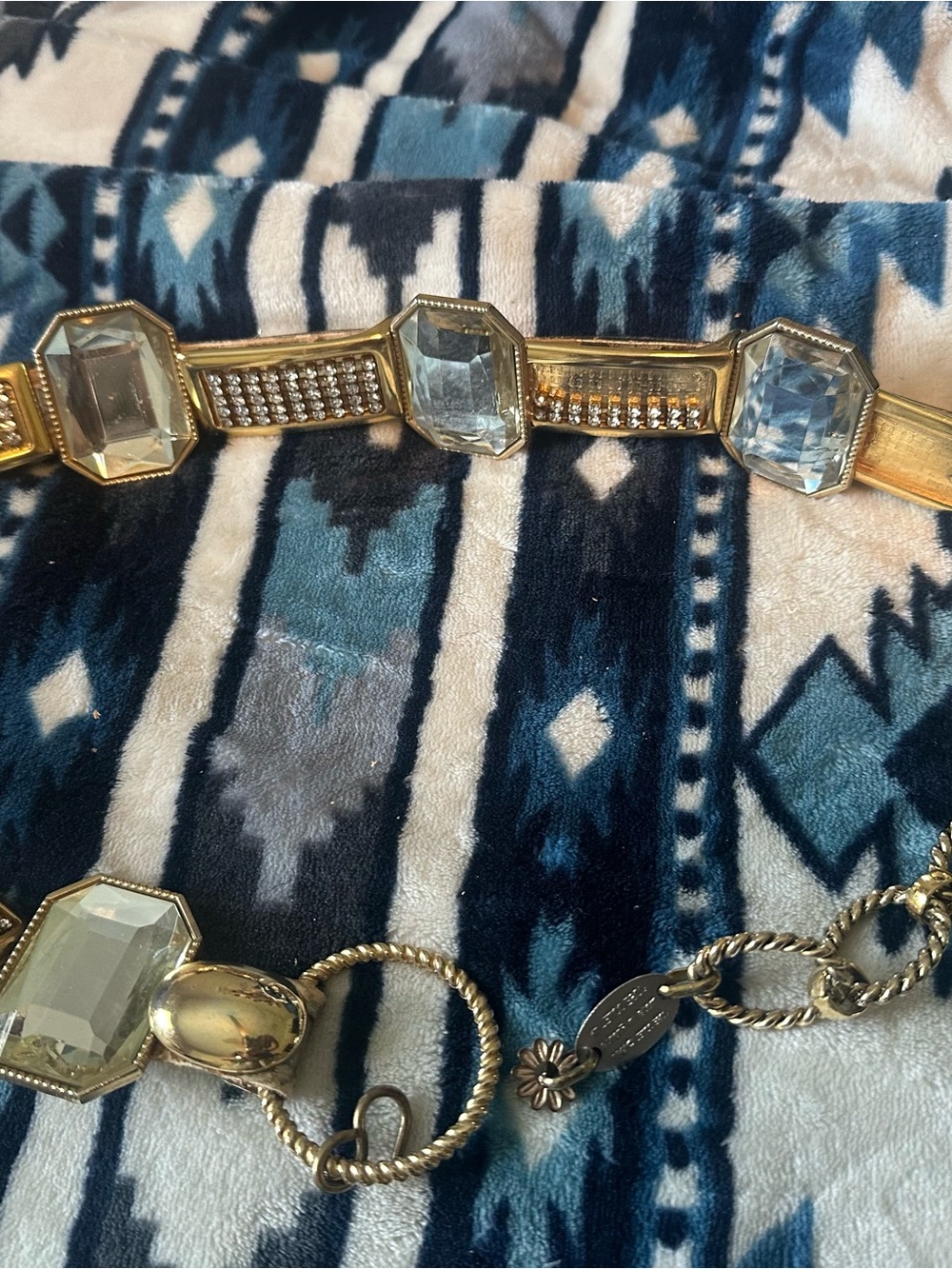 Vtg Jose Cotel France Women's Gold Gemstone Chain Dress Belt TLC